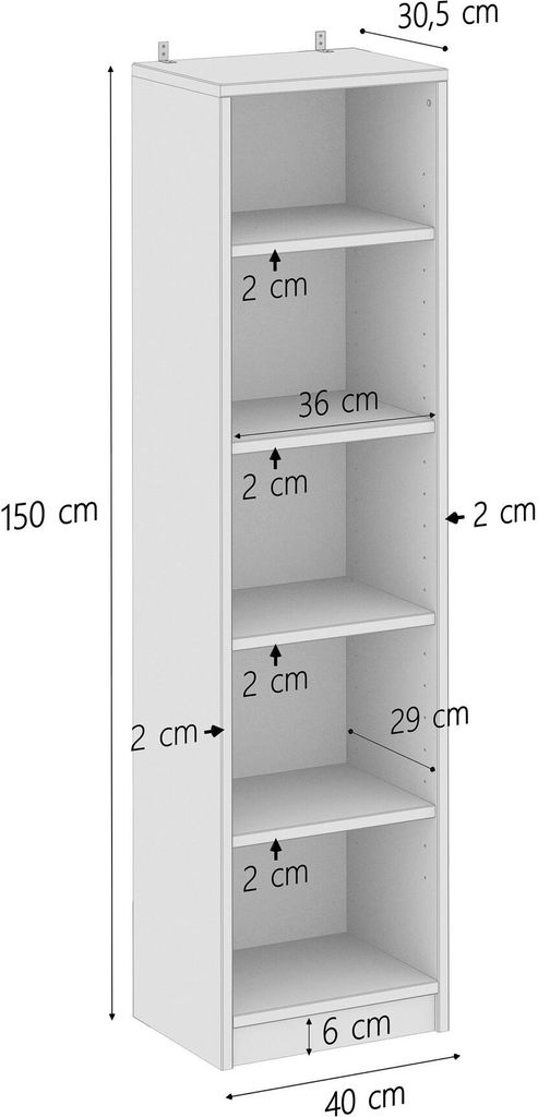 Holzregal Bücherregal verschiedene Höhen Wandregal Produktbild 4