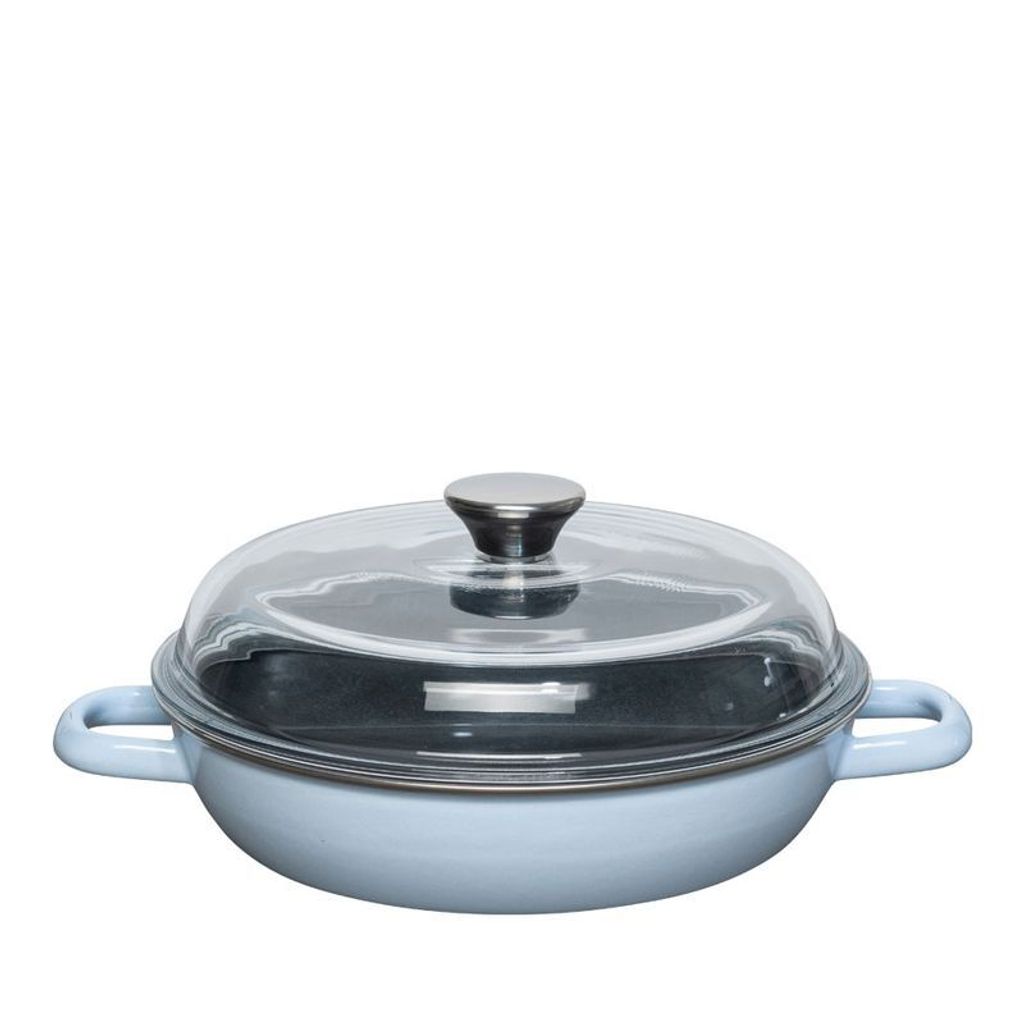 Riess Emaille Schmorpfanne mit Glasdeckel 24 cm hellblau / Sky Blue