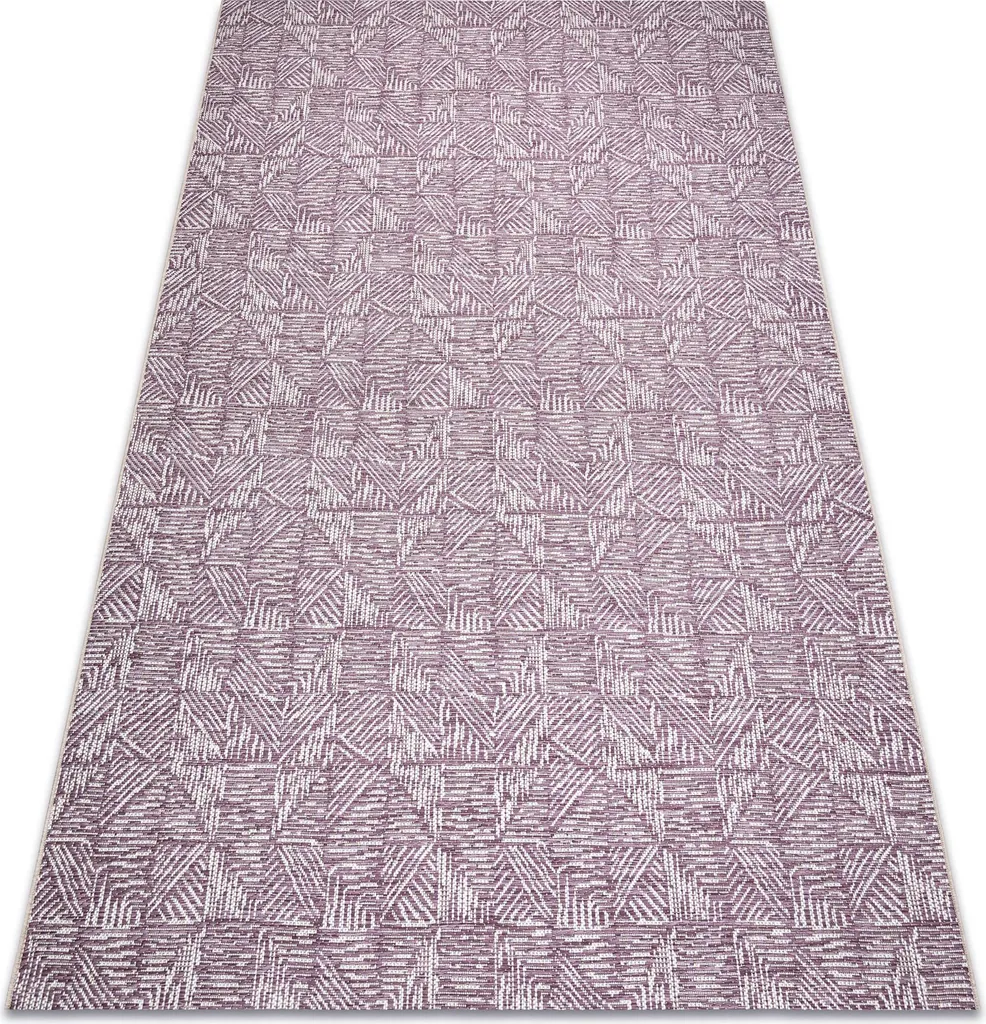 Tapis de Salon Sisal Violet et Beige 160x230 cm à Motifs Géométriques