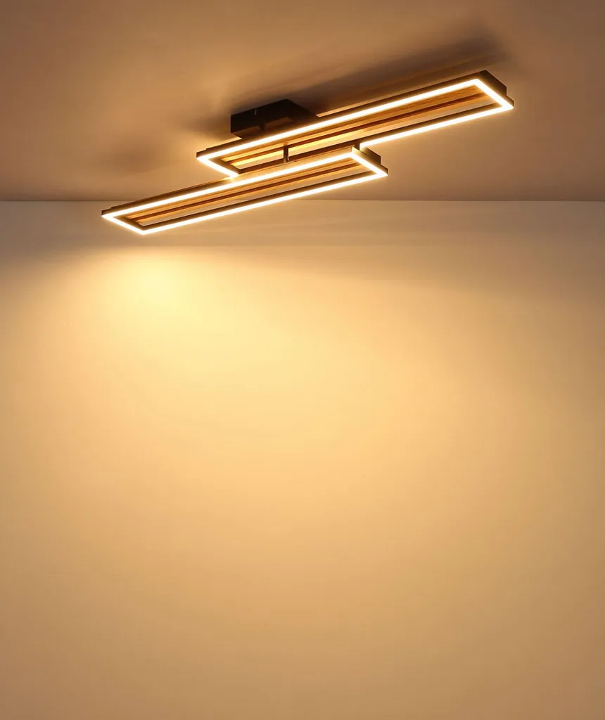Plafonnier LED orientable 90 cm effet bois avec spots modulables chic - 10