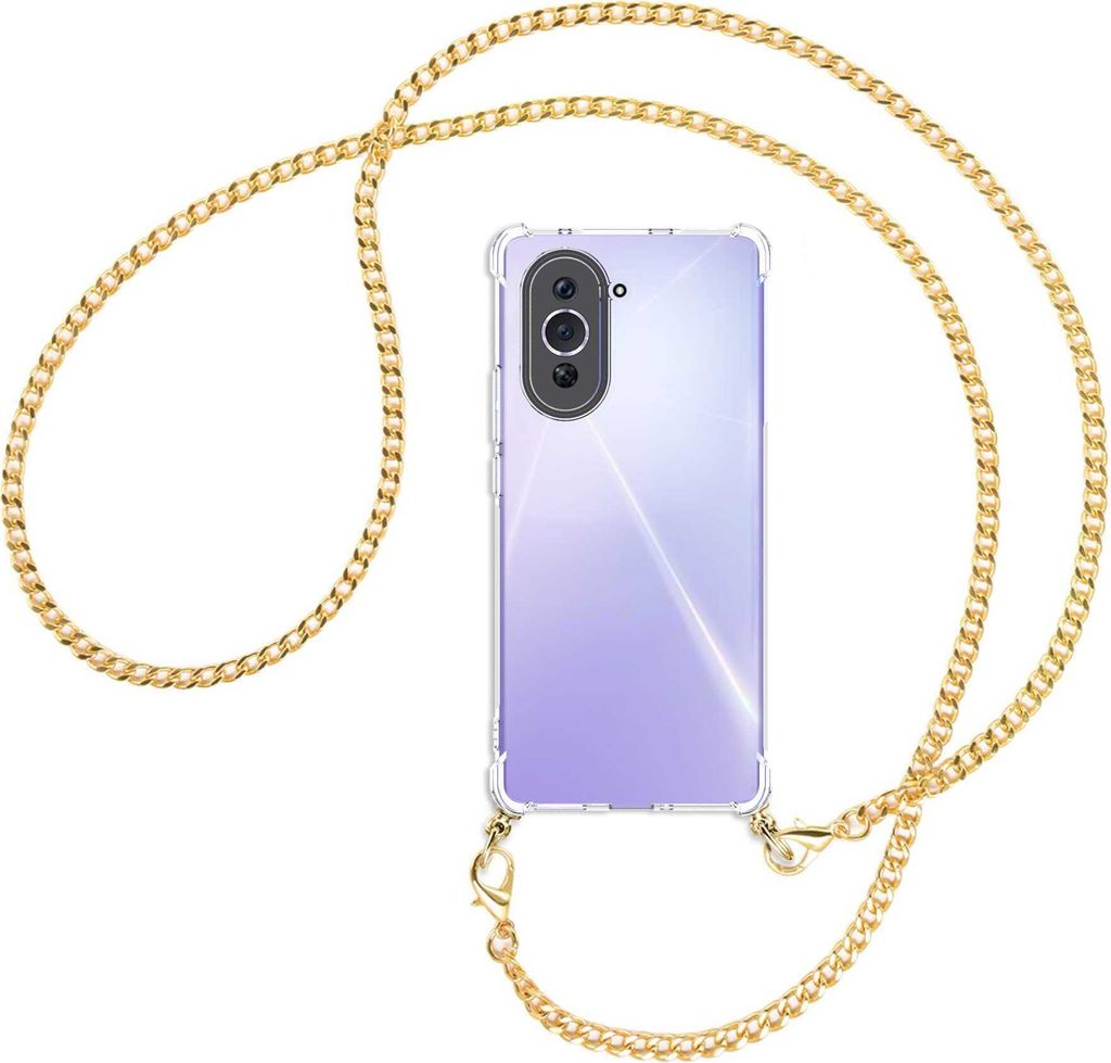 Handykette Backcover-Schutzhülle mit Band (Metall goldfarben) für Huawei nova 10 (NCO-AL00, 6.67'') - goldfarbene Kette