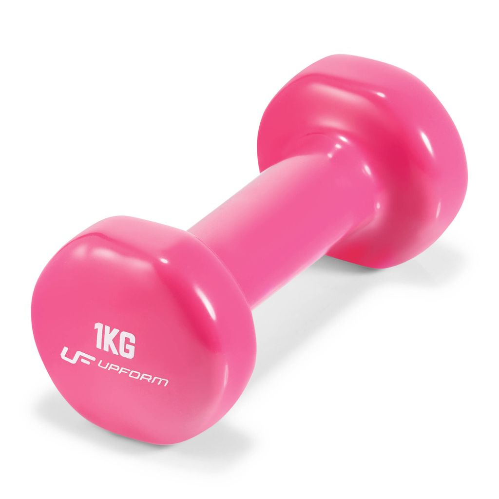 Hantel 1 kg, Gusseisenkern mit schützender Vinylbeschichtung für festen Griff, pink