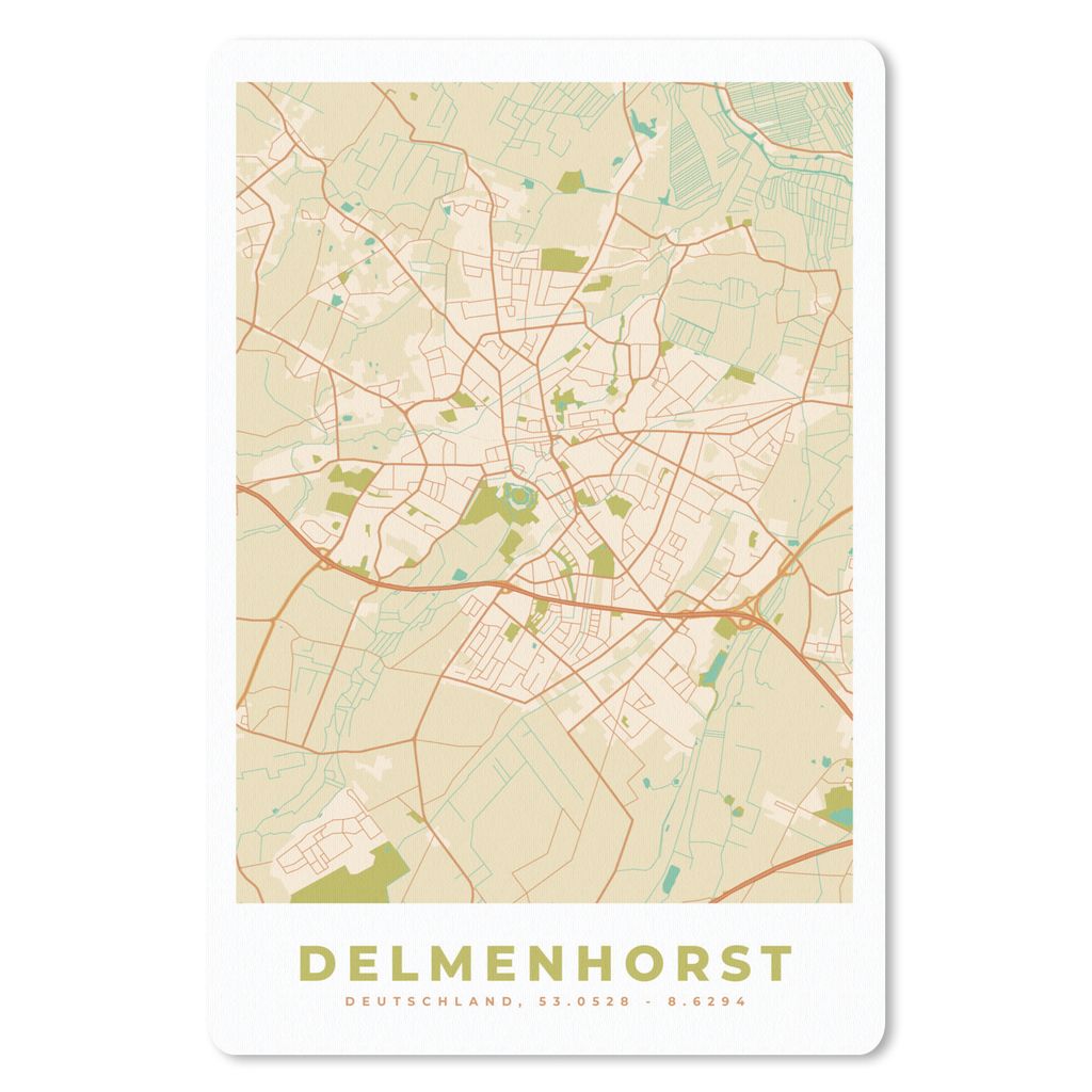 MuchoWow Mauspad Mousepad Karte - Delmenhorst - Karte - Stadtplan - Vintage 18x27 cm - Mousepads - Maus Mat - Pad - Mausunterlage