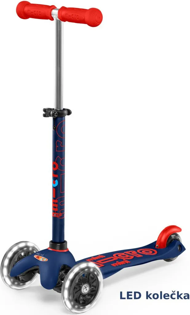 Mini Micro Deluxe LED bleu marine - Trottinette 3 roues enfant dès 2 ans