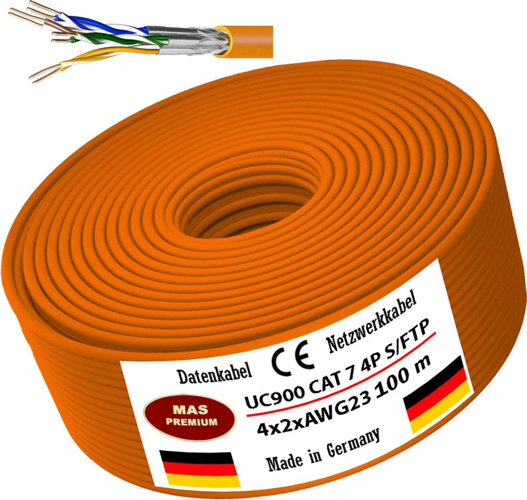 100 m UC900 HS23 CAT 7 Daten- Netzwerk- Verlege- Kommunikationskabel Halogenfrei