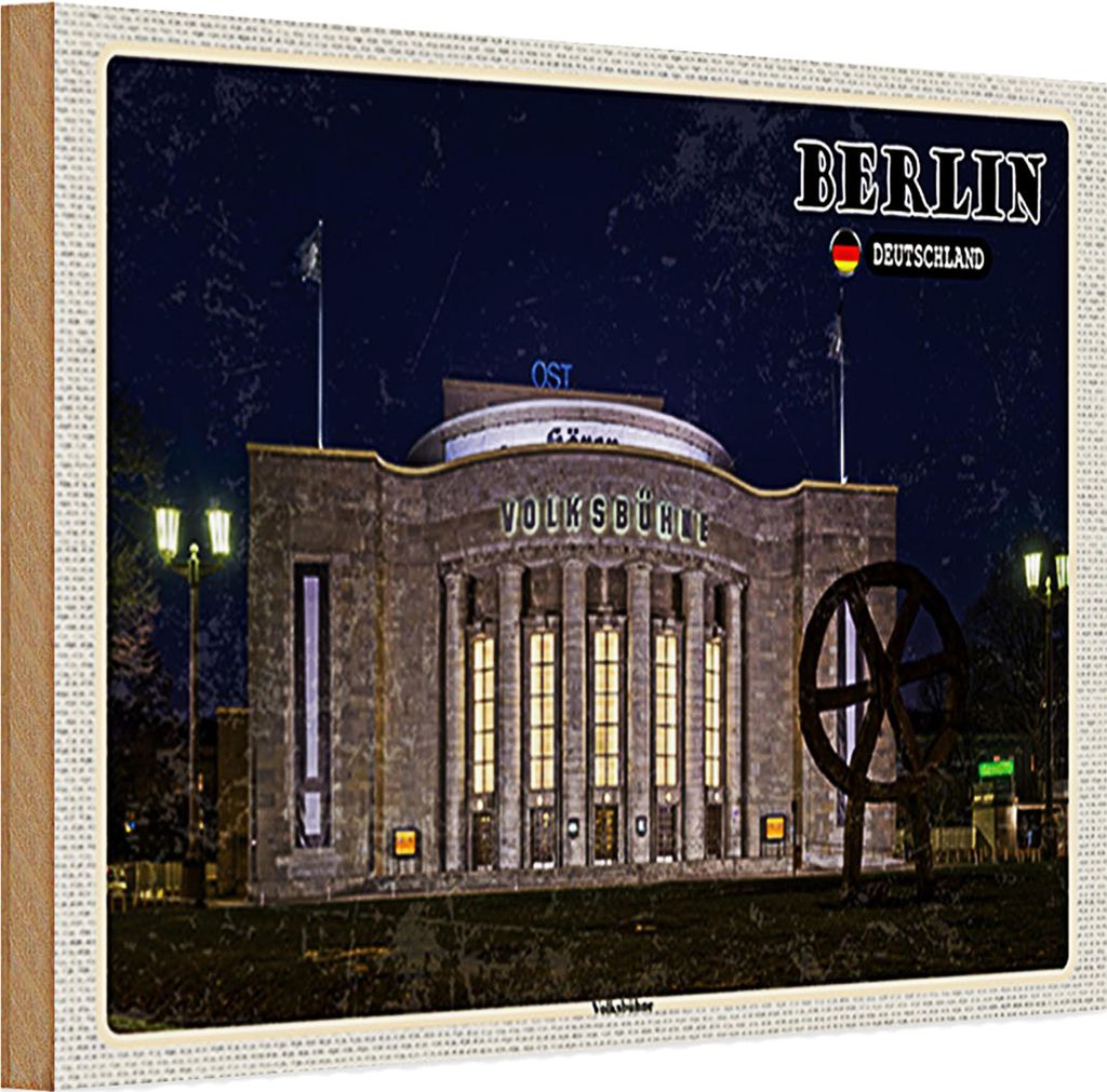 Holzschild Städte Berlin Volksbühne Deutschland 30x20cm