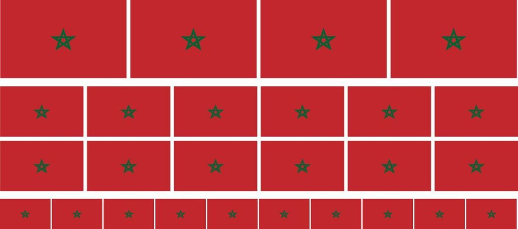 Mini Aufkleber Set - Pack glatt - 4x 51x31mm+ 12x 33x20mm + 10x 20x12mm- selbstklebender Sticker - Marokko - Flagge / Banner / Standarte fürs Auto...