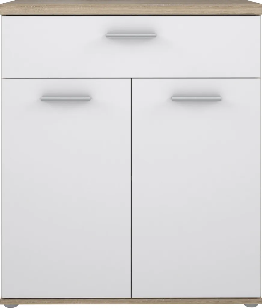 Commode WINNIE 1 tiroir et 2 portes Blanc et Chêne Sonoma 80x93 cm