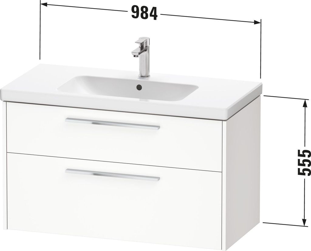 Duravit D-Code Waschtischunterbau wandhängend, 1 Auszug, 1 Schubkästen, 984x460mm, Siphonausschnitt, mit Griff, DC46730BD220000