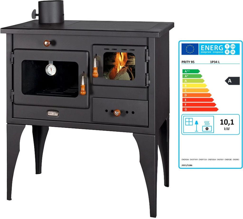 - Holzofen PRITY 1P34L 10,1 kW mit Backofen & Metallplatte Produktbild 