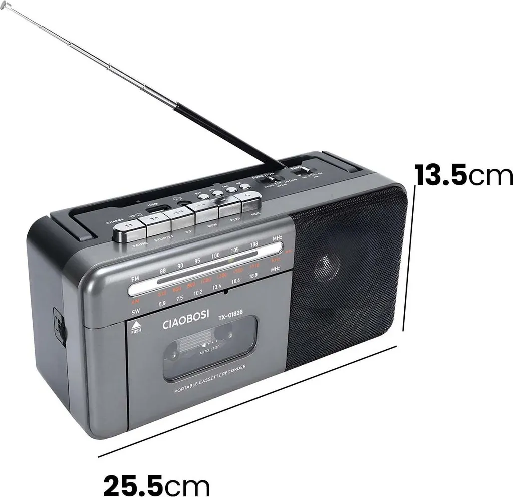 Radio Facile Avizar con Cassette e Bluetooth - Grigio Scuro Elegante - 4