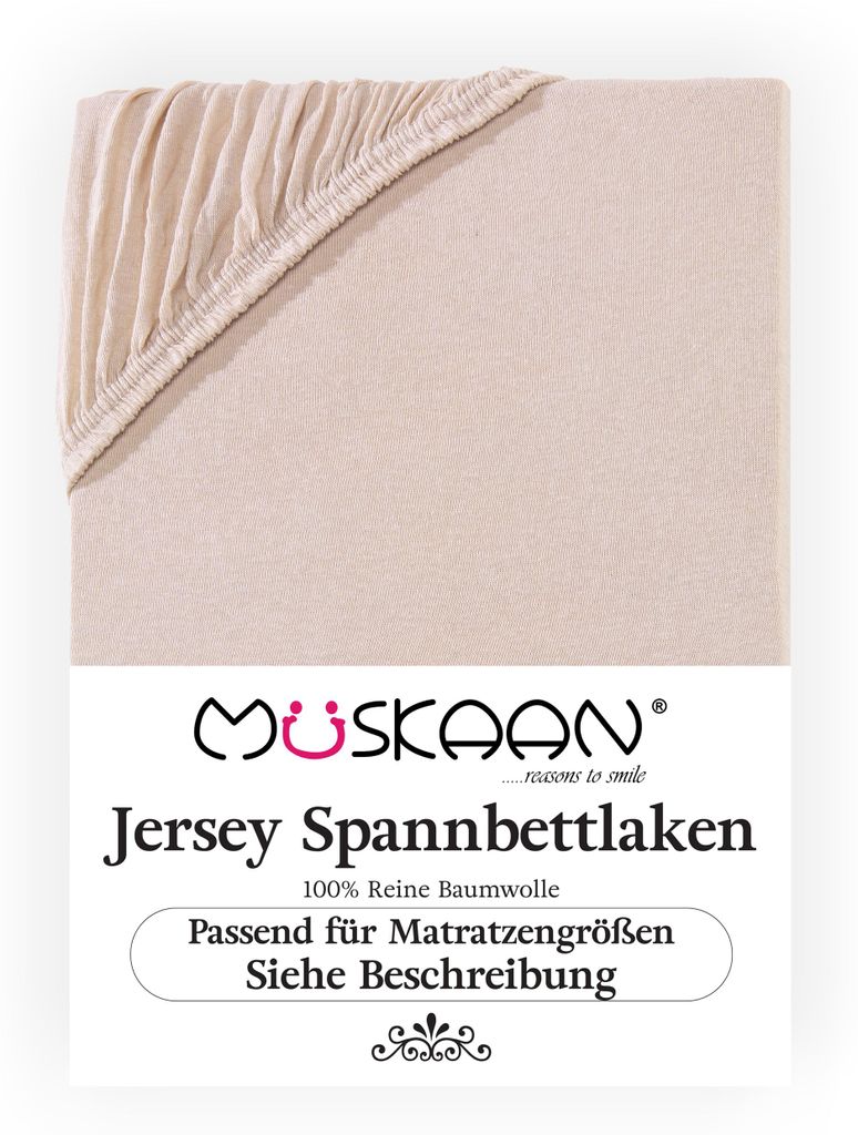 Müskaan Jersey Spannbettlaken 180x200 - 200x200 cm beige Produktbild 