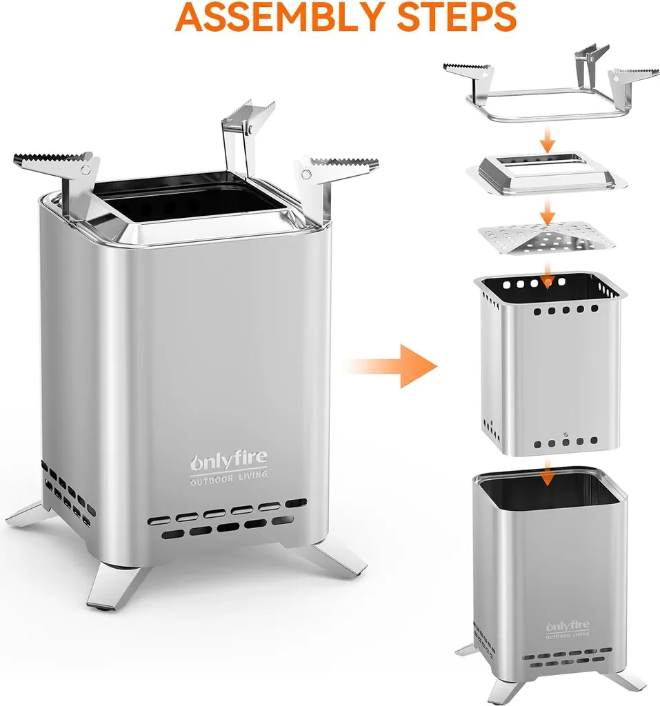 Foyer carré inox multifonction avec support de cuisson et sac inclus - 3