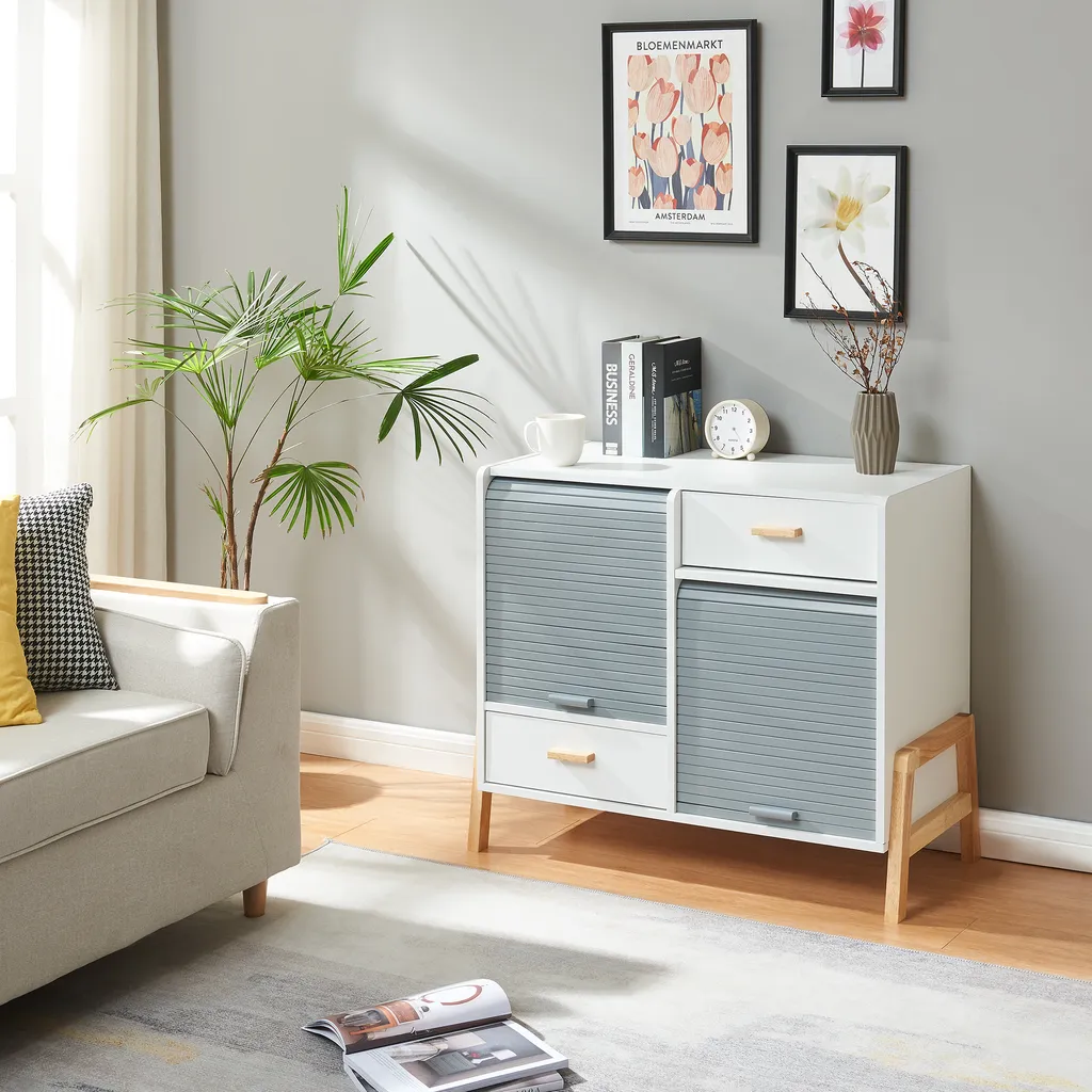 Credenza Kvaefjord 72x80x40 cm: Mobile Soggiorno Bicolore Top Trend