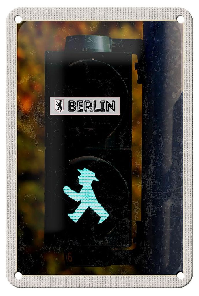 Blechschild Reise 12x18cm Berlin Deutschland Ampel Reise Produktbild 