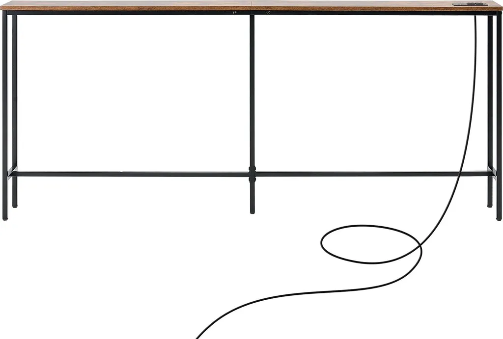 Console d'entrée fine 180cm avec multiprise intégrée style industriel - 11