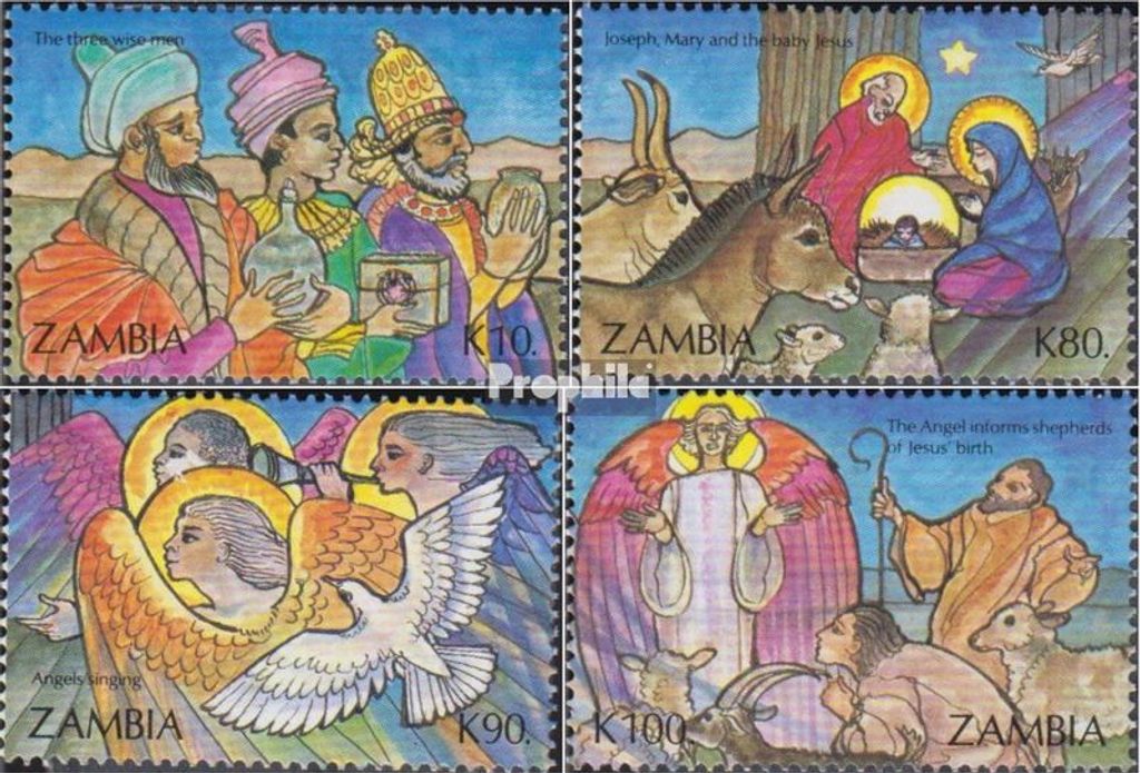 Briefmarken Sambia 1992 Mi 611-614 (kompl.Ausg.) postfrisch Weihnachten