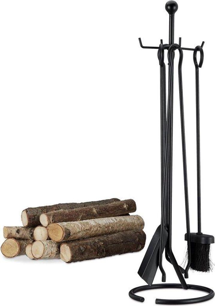 5-teiliges Haardrechselset - Schaufel, Besen, Pflug - Haarstel aus Stahl mit Standard schwarz