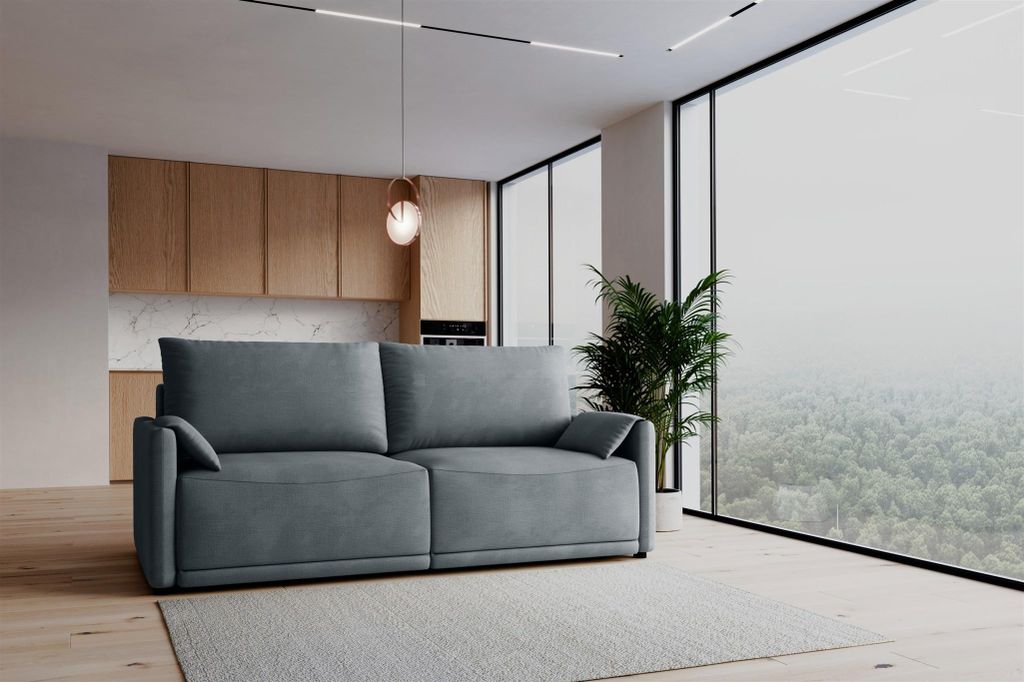 Sofa 3-Sitzer mit Schlaffunktion MIRENA in Stoff Cremona Graublau