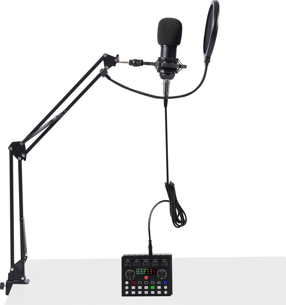 Kondensator Mikrofon DJ Controller Mischpult Kit mit Audio Interface Soundkarte Dj Mischer Standmikrofon Karaoke Gaming Mikrofon Audio Mixer für L...