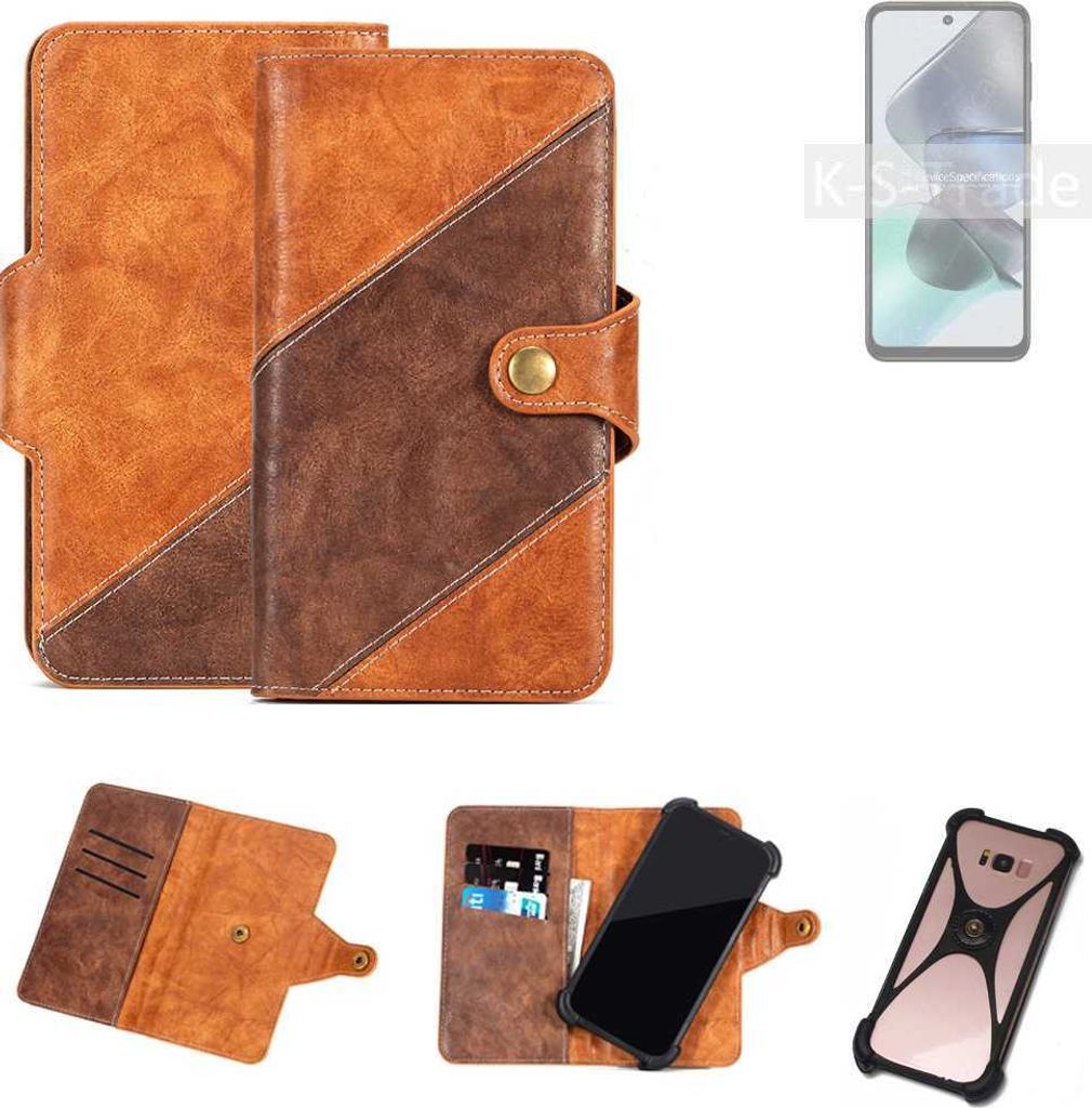 K-S-Trade Handyhülle Schutzhülle Bookstyle Case Wallet-Case kompatibel mit Motorola Moto G23 Cover Klapphülle Kantenschutz Smartphone dunkelbraun