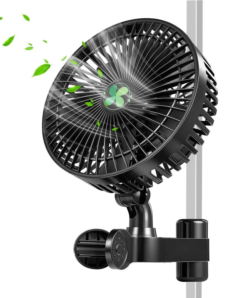 Growbox Clip Ventilator - Umluftventilator - 4 Stufen - Multidirektional verstellbar - Für Growzelt und Gewächshaus - Schwarz