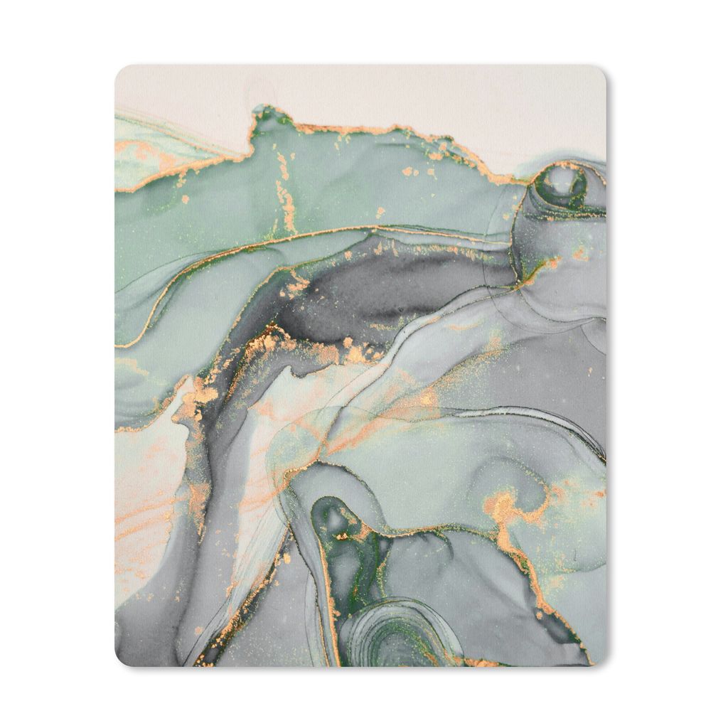 MuchoWow Mauspad Mousepad Gold - Marmor - Grün - Luxus - Glitzer - Marmoroptik 19x23 cm - Mousepads - Maus Mat - Pad - Mausunterlage - Mauspads ...