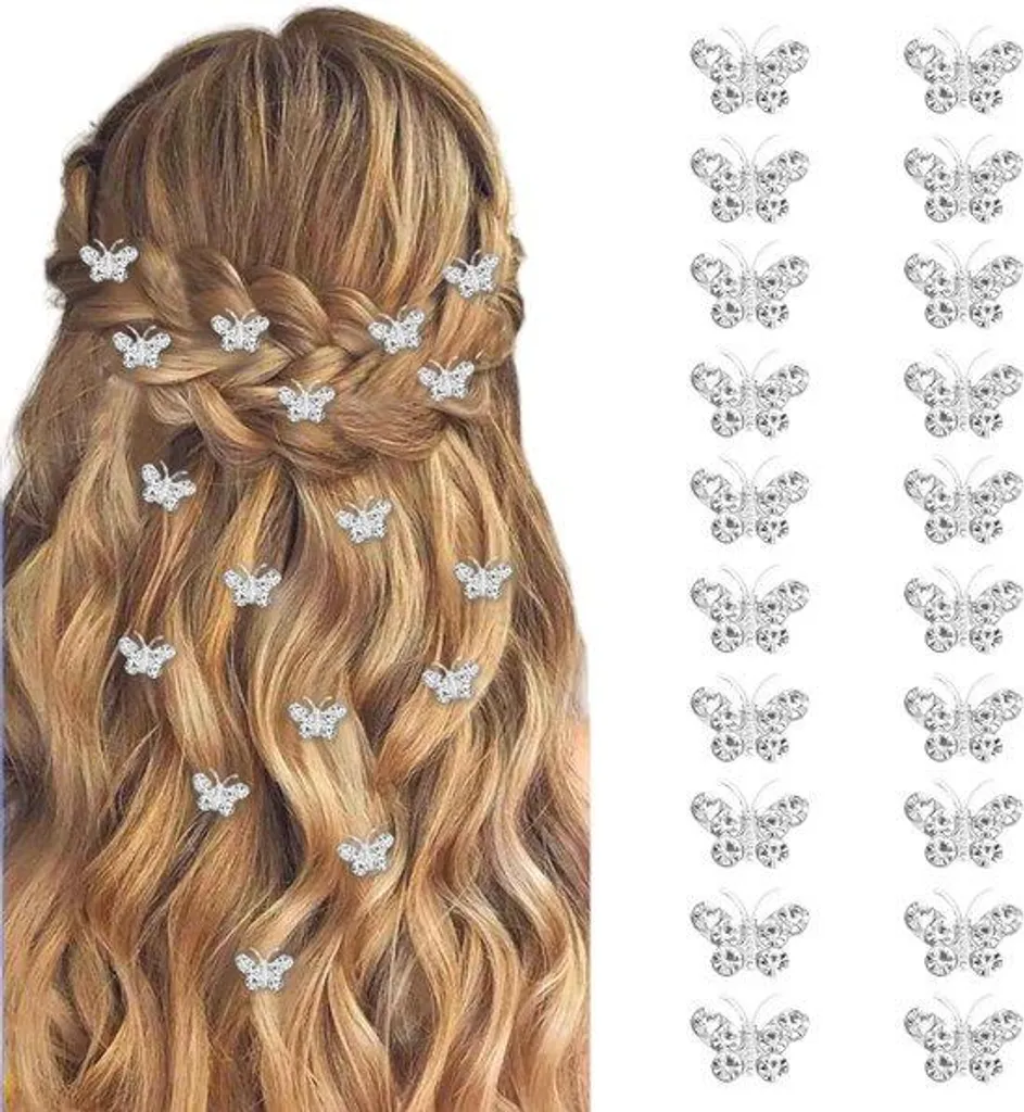 Lot de 20 barrettes à cheveux strass argent délicat pour coiffure mariée