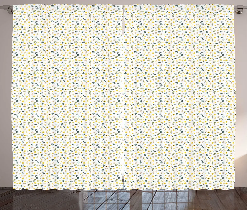 Grand rideau pour baie vitrée motif fleurs rustiques bleu canard 225cm