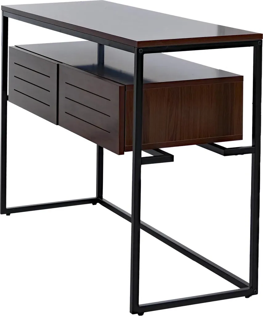 Table d'appoint console entrée 120cm aspect noyer pour rangement clé - 6