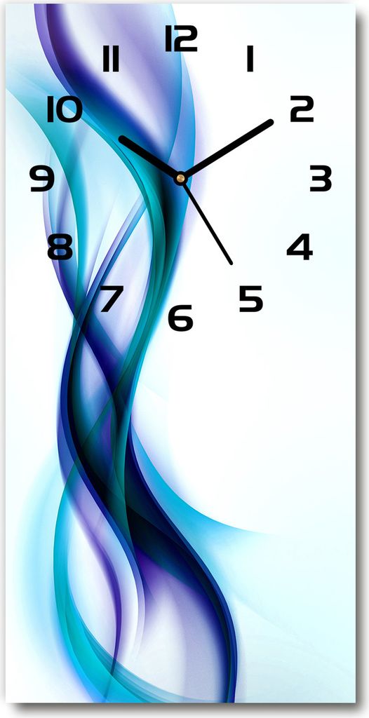 Wanduhr aus Glas – 30x60 cm - Glasbild - Glasuhr - Gehärtetes Glas -Wellen Abstraktion
