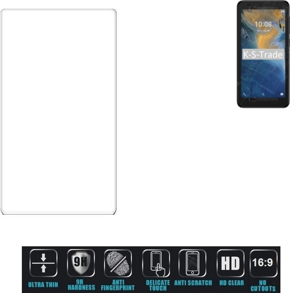 K-S-Trade Displayschutzglas kompatibel mit ZTE Blade A31 Lite Hartglas Schutzfolie Glasfolie 16:9 Format, bedeckt keine Seitenbereiche