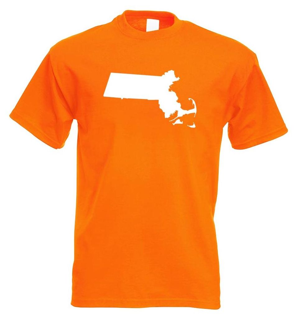 Kiwistar - T-Shirt - orange - USA - Bundesstaat - Massachusetts Herren Funshirt Bedruckt Design Sprüche Spruch Motive - mit Motiv Bedruckt - Funsh...