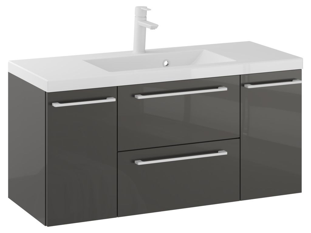 Rosen 100 cm Tür Badezimmerschrank mit Waschbecken und Weißen Griffen - Zeitloses Design für Elegantes Bad