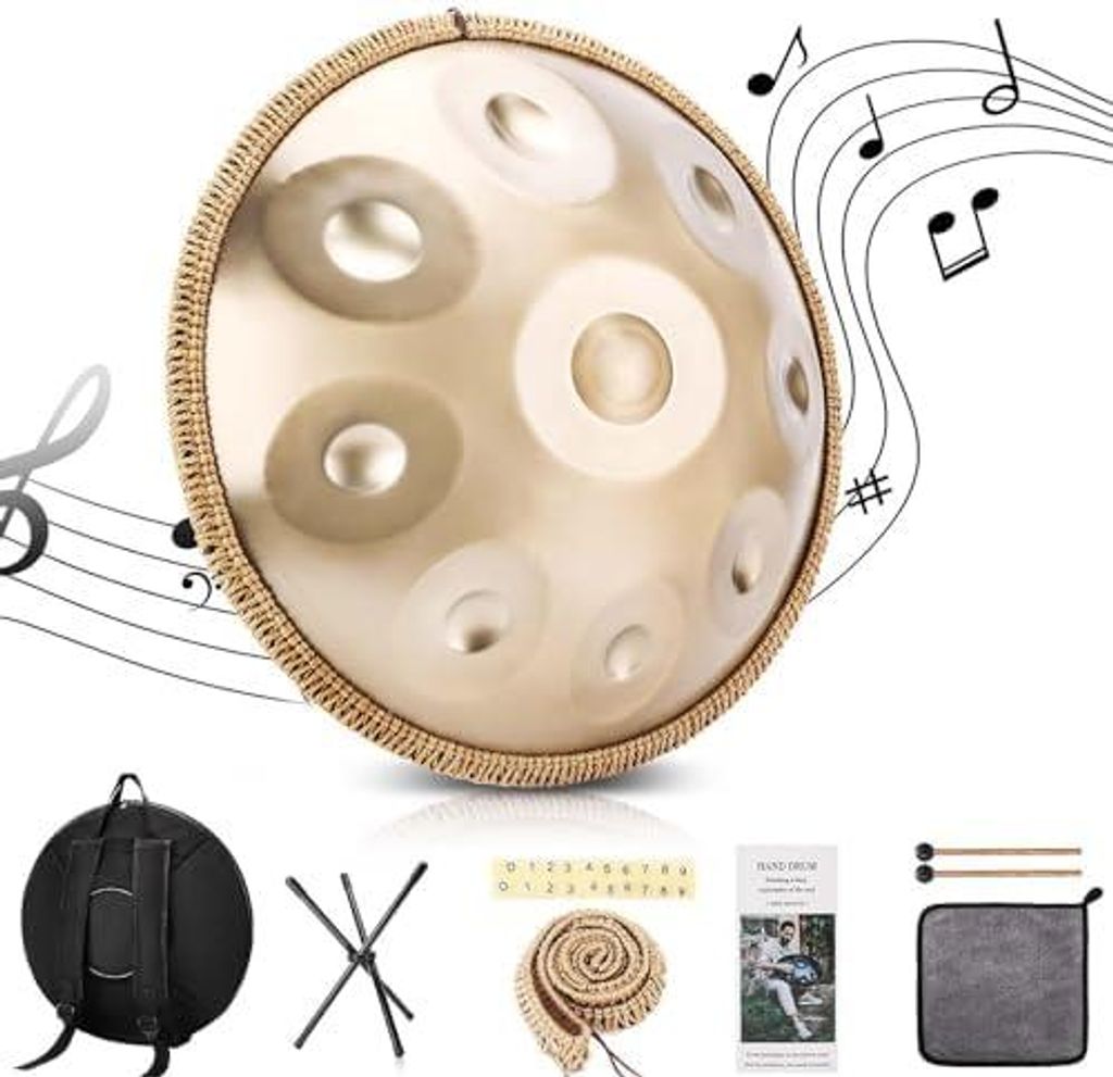 Handpan Drum in D Moll 432Hz 9 Töne 22 Zoll Stahl Pan, mit Produktbild 