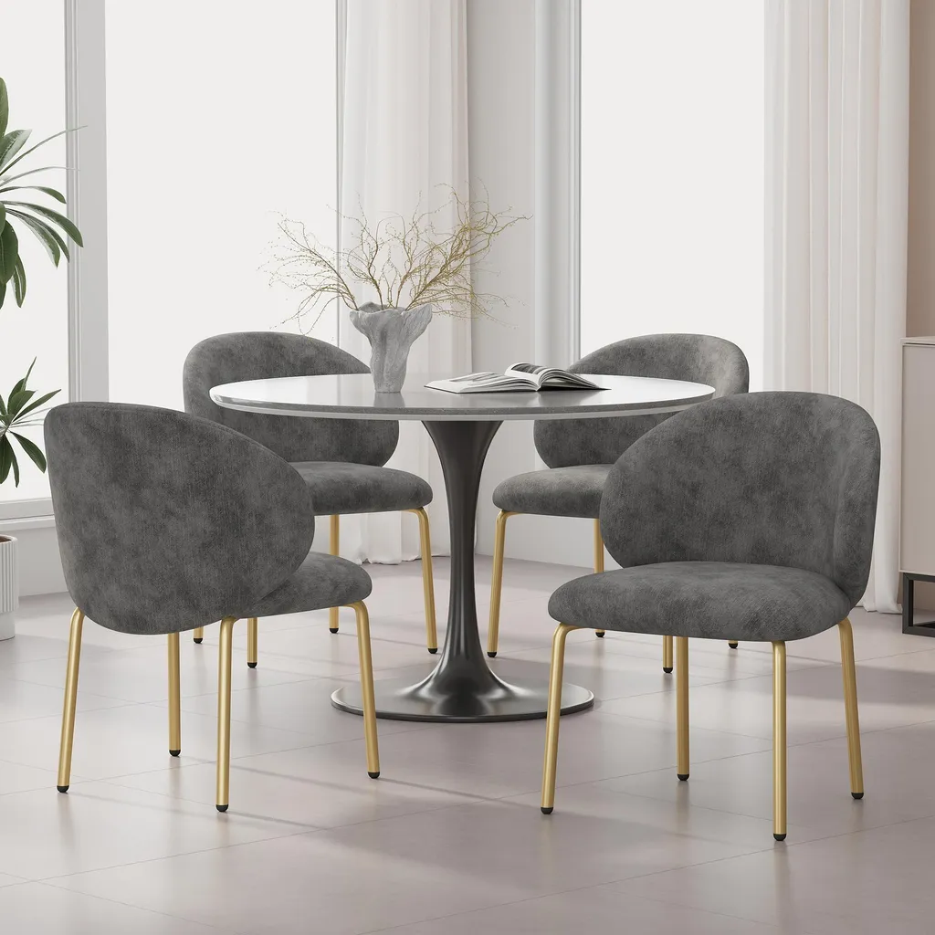 Chaise de Maquillage Grise Confortable pour Chambre ou Coiffeuse - Lot 4