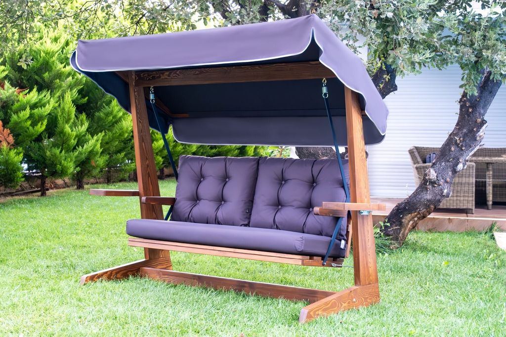 Skye Decor, Viva 2200 - Anthracite, Dreifach-Schaukelstuhl für den Garten, 100 % Fichte, Anthrazit, 220 x 100 x 175 cm