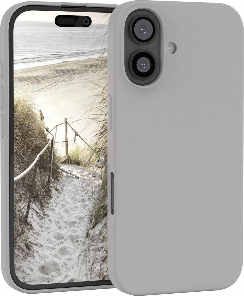 EAZY CASE Silikonhülle für Apple iPhone 16, Silikon Backcover Schutz in Grau
