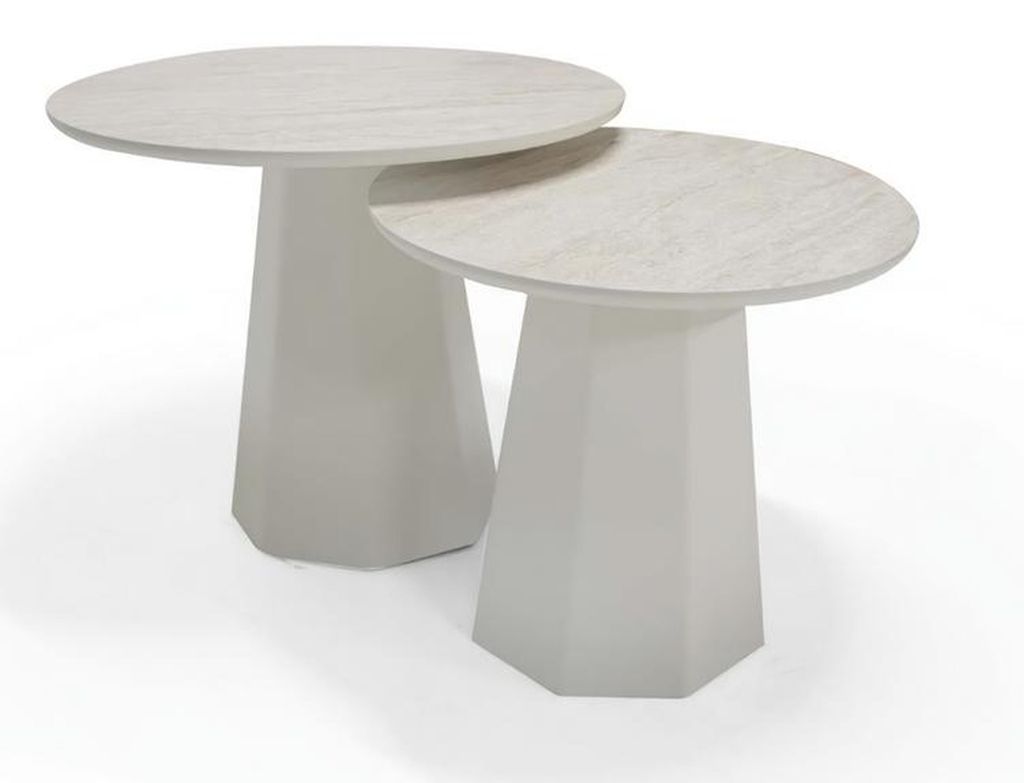 Designer Couchtisch Set 2x runde Tische Holz modern stilvolle Möbel Wohnzimmer