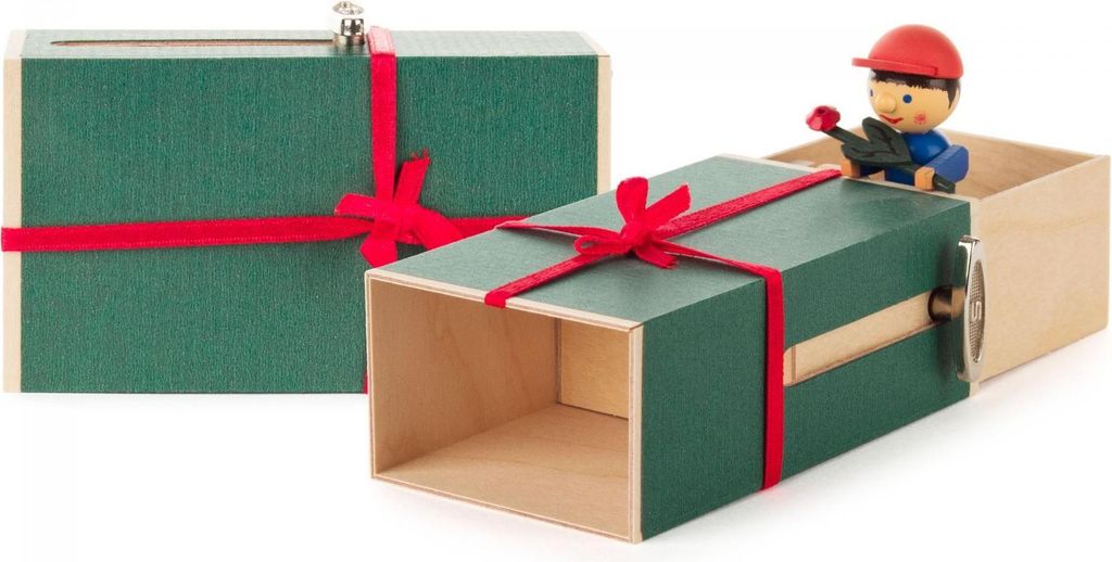 Musikdose Schiebebox Geschenke-Box"" Junge mit Blume Höhe 6cm NEU