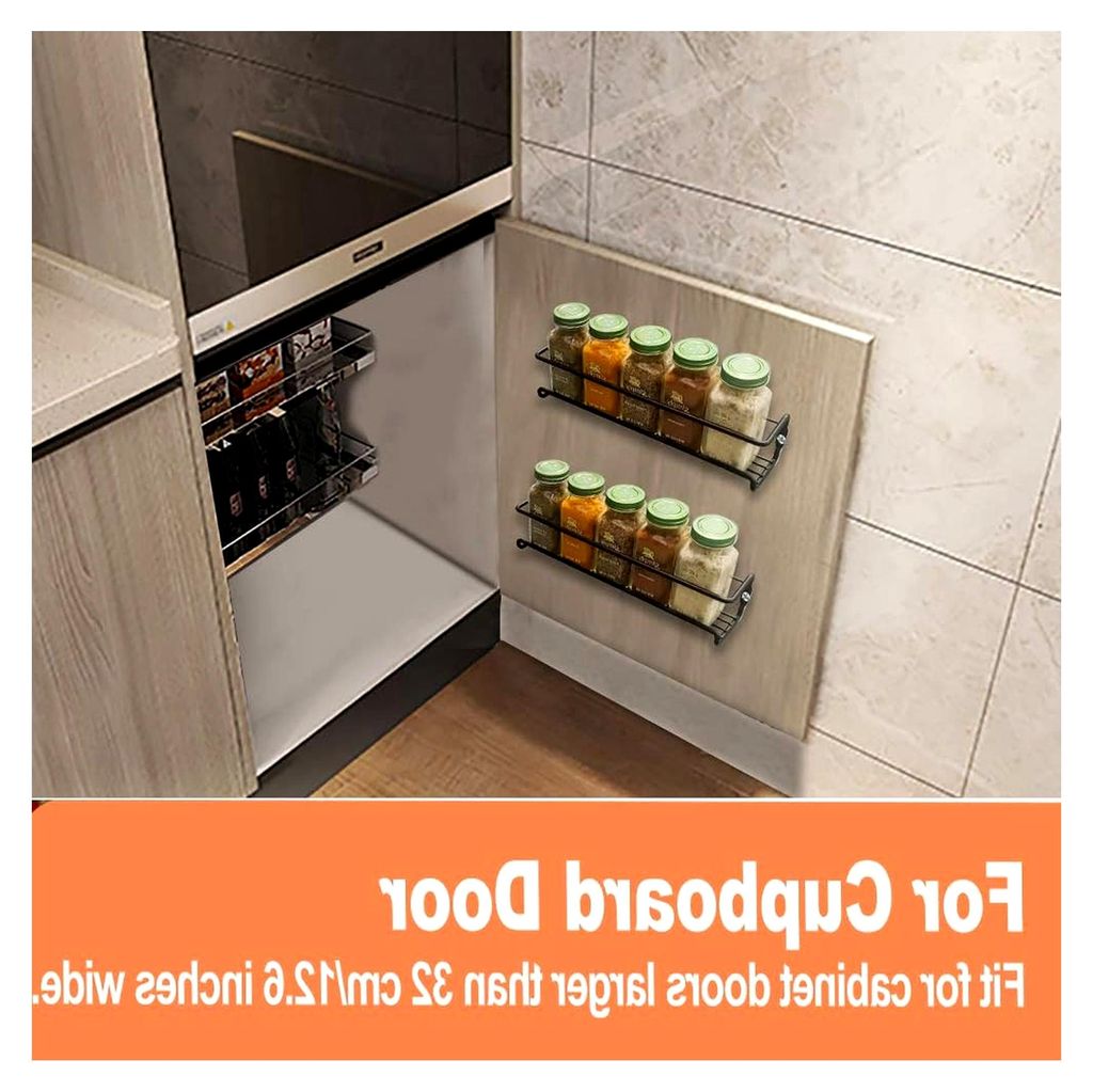 Wandgewürzregal, 2er Set Gewürzorganizer ohne Bohren, hängender Gewürzhalter aus Metall mit selbstklebenden und Schrauben für Gewürzdosen, K...