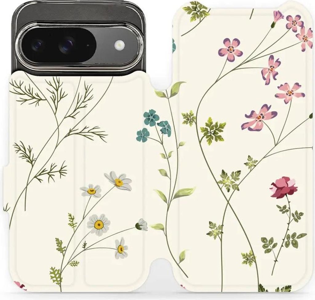 Handyhülle mit klappe für Google Pixel 9, Mobiwear Book, Feldblumen