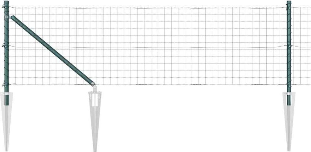 vidaXL Zaun mit Pfosten Grün 0,4 x 10 m Stahl und PVC