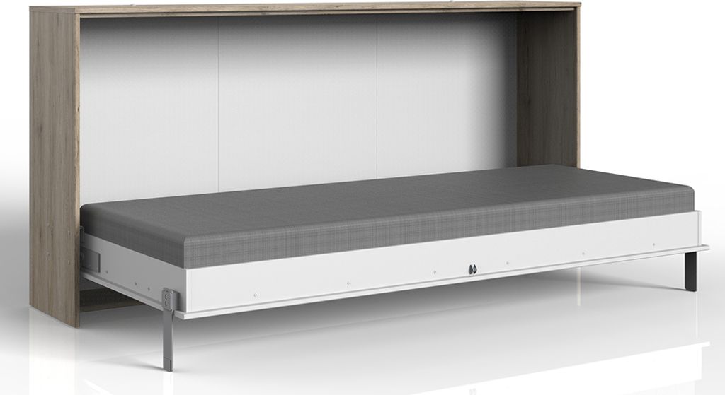 Schrankbett 90x200 cm Wandklappbett Raumsparbett San Remo Eiche weiß JOKSI-43, B/H/T ca. 212/105/43 cm