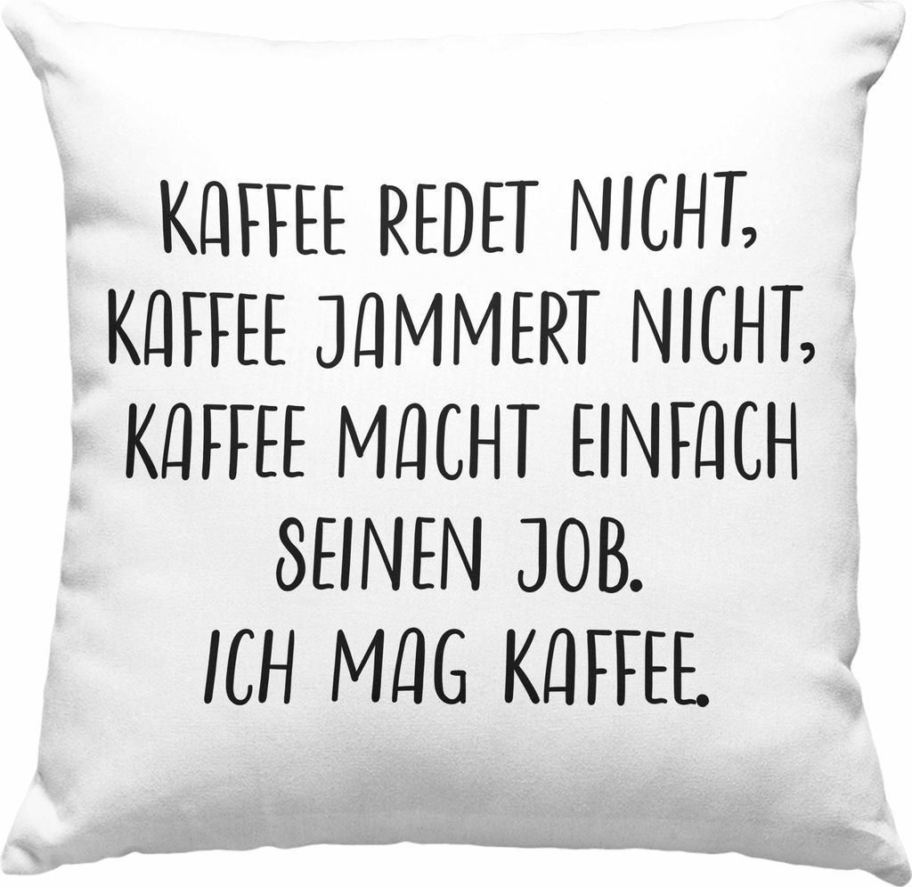 Trendation - Kaffee Jammert Nicht Lustige Deko-Kissen mit Füllung 40x40 mit Spruch Geschenk Kollegin Kollege (Grau)