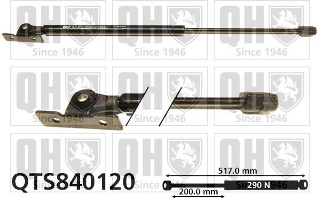 QUINTON HAZELL Gasfeder Motorhaubendämpfer 517mm für OPEL Omega B Limousine (V94) 290N QTS840120
