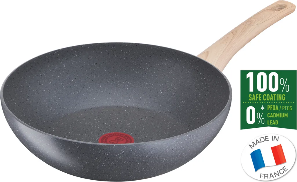 Wok Tefal G2661902 Natural Force 28 cm : Cuisson sans coller ni rayer