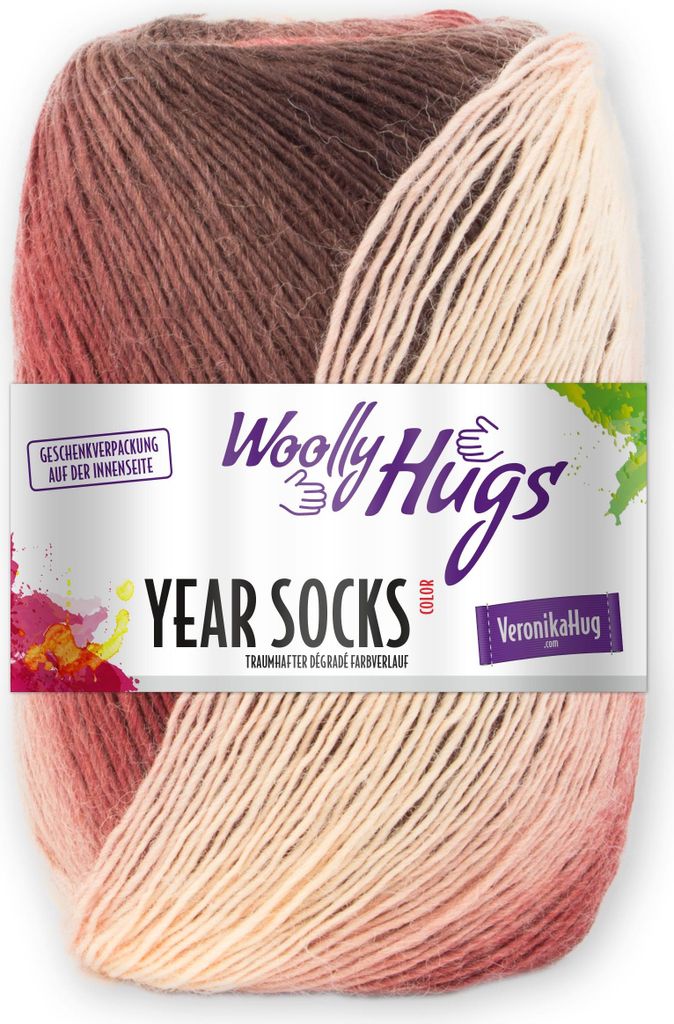 Woolly Hugs Year Socks 100g Sockenwolle/Dochtgarn mit Degradé-Farbverlauf, Perfekt für Double-Face Stricken, Strickgarn für Socken, Schals & Acc...