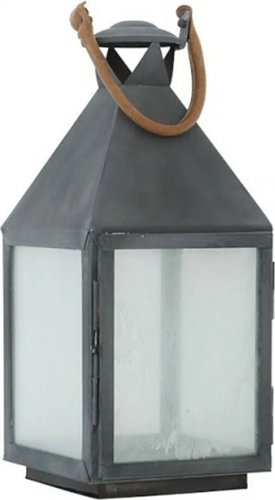 Grande lanterne décorative en métal zinc pour jardin et terrasse 67cm