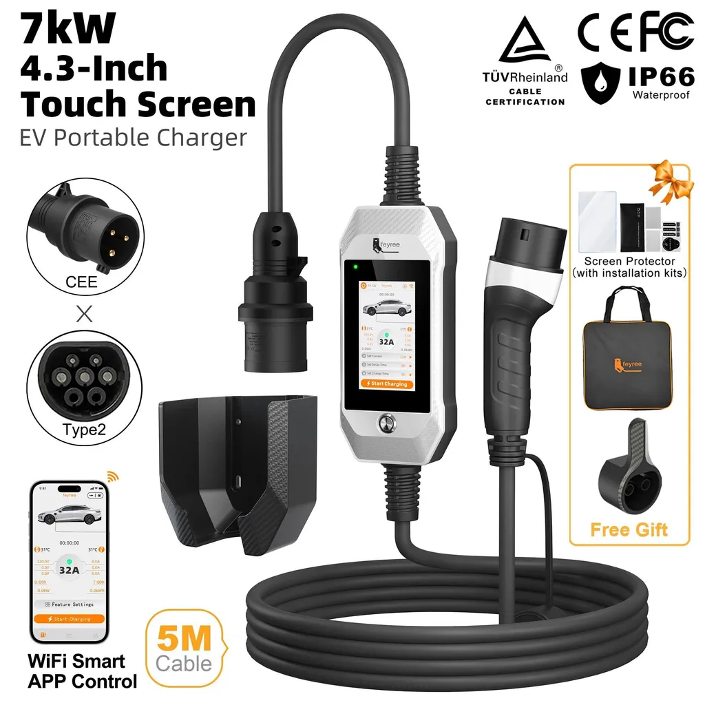 Chargeur EV 7kW blanc pur intelligent avec gestion par application - 2